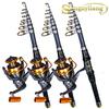 Fishing Rod Reel Combo Travel Telescopic Fishing Rod Saltwater Freshwater 12BB Metal Spinning Reel