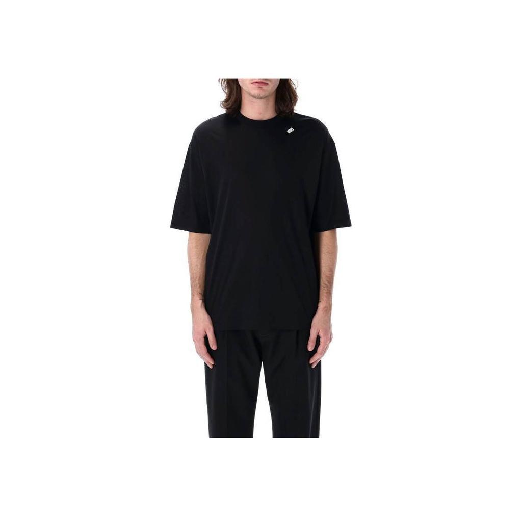 Emporio Armani Ss25 Однотонный пуловер с круглым вырезом свободного кроя с коротким рукавом мужские топы черные EM001035-AF13747-UC001