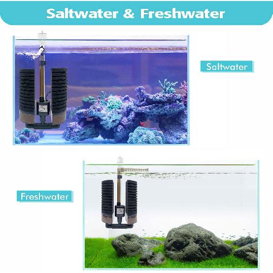 10-20 Gal Aquarium Sponge Filter with Pump,Electric Power Sponge Filter for Shrimp Betta Axolotl Betta Nano Fish Tank,Upgrade Clip Installation