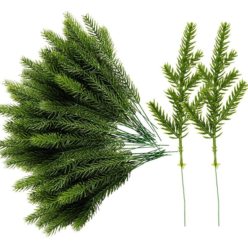 10/30PCS Artificial Plants Cheaper Christmas Tree Pine Needles New Year Decorations for Home Scrapbooking Diy Gifts Candy Box