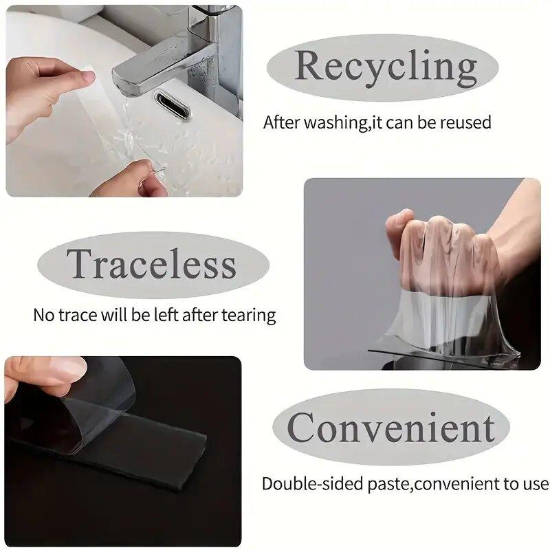Сильный клей, многоцелевой, 1 шт., водонепроницаемый, сверхпрочный, настенный скотч, клей для кухни, ванной комнаты, прозрачный, 1 мм*2 см*5 м, нескользящие аксессуары