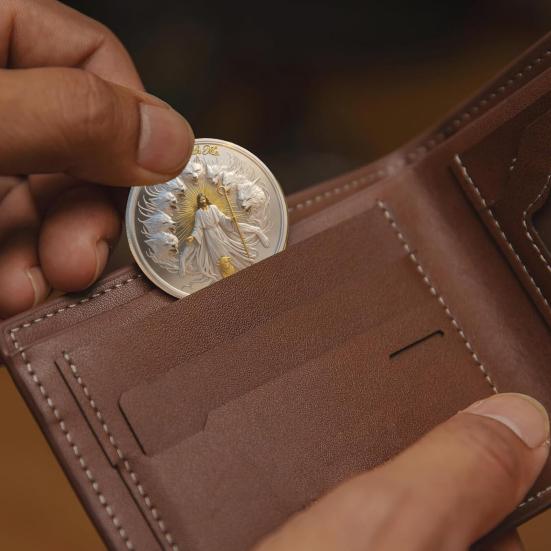 Ты со мной Монета в память о вере Иисус Добрый Пастырь Защищающий Агнца от Волков Карманный Талисман Псалом 23:4 Монетка испытания веры Религиозная