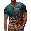 New Summer Men's Fashion T-shirt Personality Color Compass Printed Men's T-shirt Top