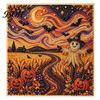 Fall Holiday Decoration Halloween Faux Pearl Art DIY Kit, 3D Bead Embroidery Craft Set, Spooky Handmade Ghost Pumpkin Goat Witch Wall Art, Seasonal