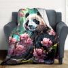 1pc Panda, Cherry Blossom Blanket Lightweight Blanket Throw Blanket For Sofa, Bed, Travel, Camping, Livingroom, Office, Couch, Chair yy251010099