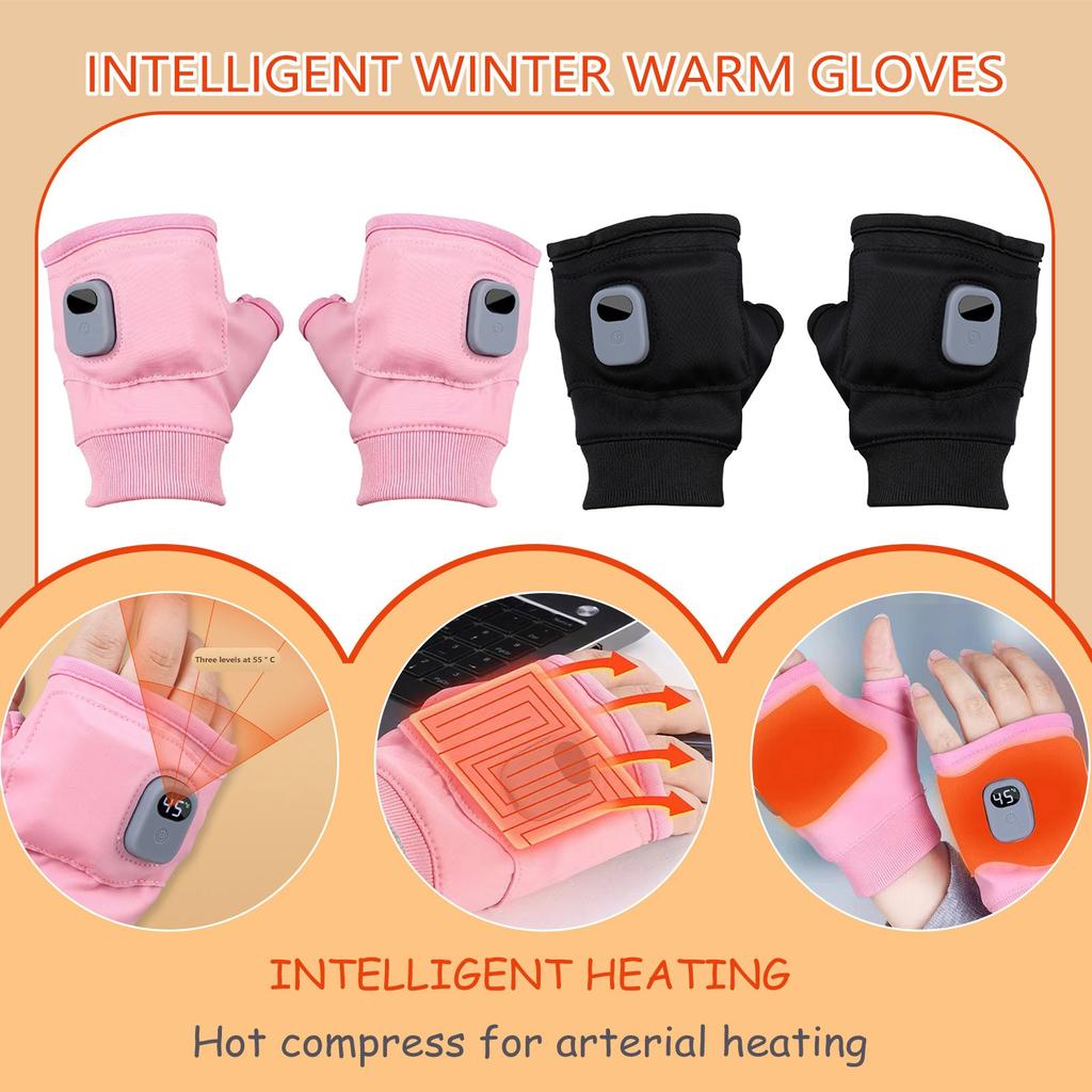 Рождественский подарокПерезаряжаемые термоперчатки без пальцев с 3 настройками нагрева