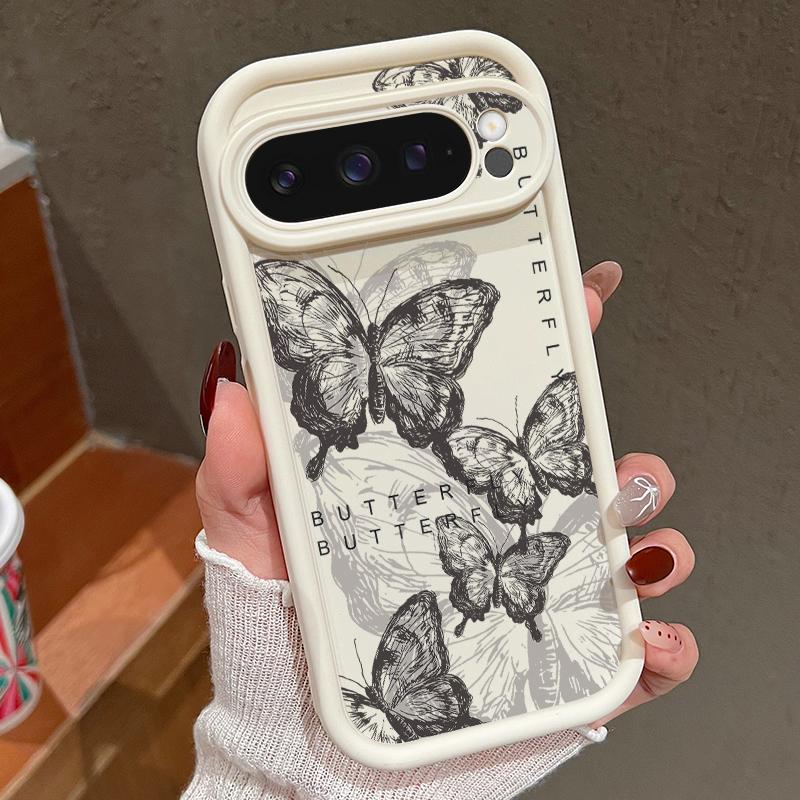 Ретро Чехол-бабочка для Google Pixel 10 9 Pro XL 9 8 7 Pro 9A 8A 7A Ударопрочный Мягкий Силиконовый Чехол для Телефона Для Pixel 9 Pro