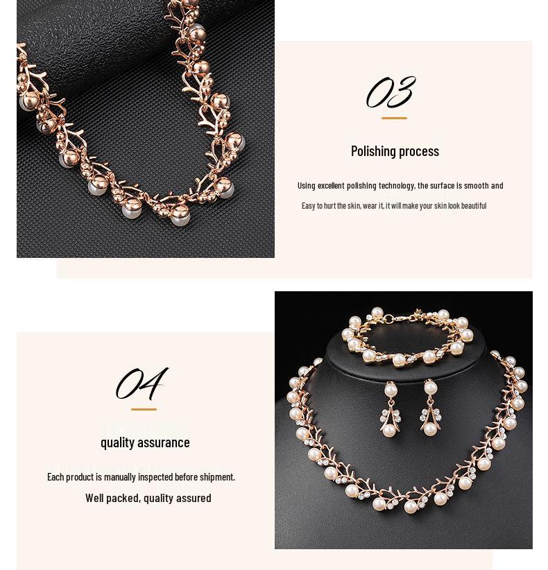 Корейский жемчужный набор ожерелья и серег для невесты - Модная бижутерия из гальванизированного сплава