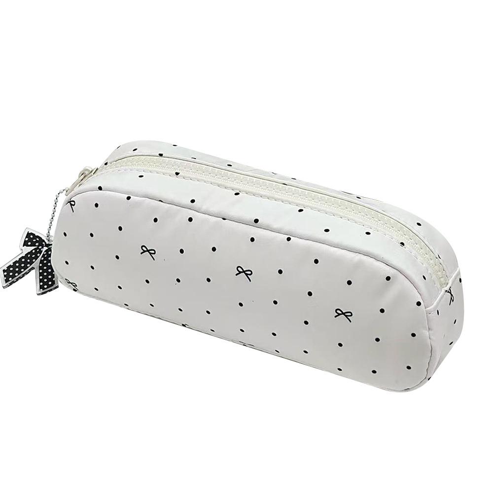 Large Capacity Pen Bag Polka Dot Bow Stationery Organizer INS Pencil Case Students