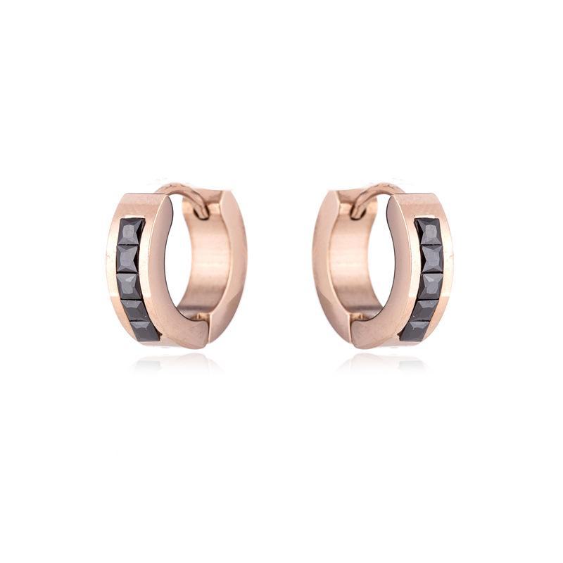 Rose Gold Geometric Titanium Steel Earrings for Women - Stylish, Simple Designs