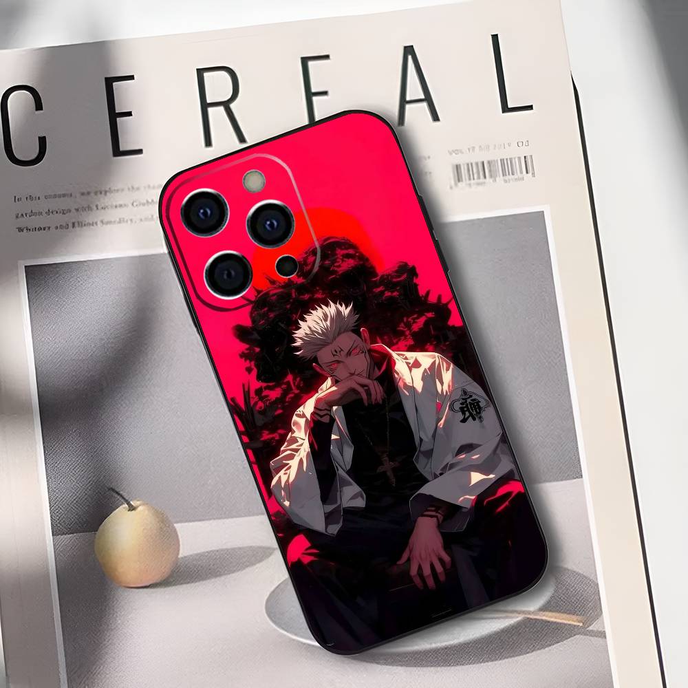 R-Рёмен Сукуна J-Дзюдзюцу К-Кайсен Чехол для телефона Для IPhone 17,16,15,14,13,12,11,Plus,Pro,Max,Plus,XS,мягкий чехол Черный силикон