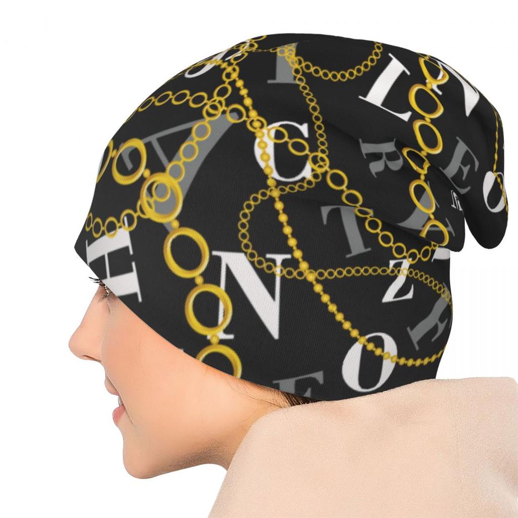 Роскошные современные барочные всесезонные шапочки с золотыми цепочками и буквами, шляпа-капот, женские модные шапки унисекс, шляпа