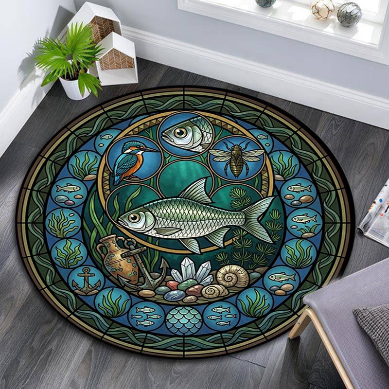 Aquatic Life Cycle Round Area Rug Under Office Chairs Bedroom Living Room Home Decor