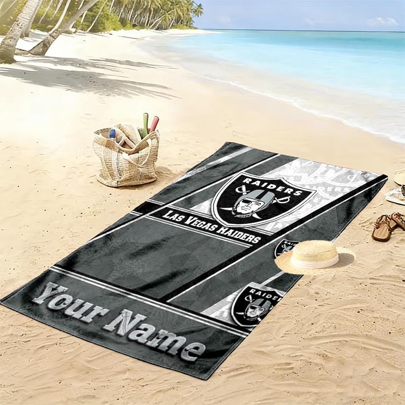 Name Custom Las Vegas Raiders Print Beach Towel, Large Soft Quick Dry Towel for Beach Camping Swimming