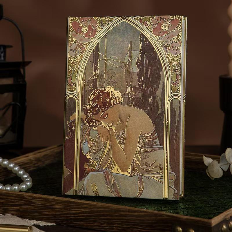 B6 Vintage European-Style Relief Notebook Three-Dimensional Hot-Stamped, Full Color Art, Ideal for Journaling and Gifting