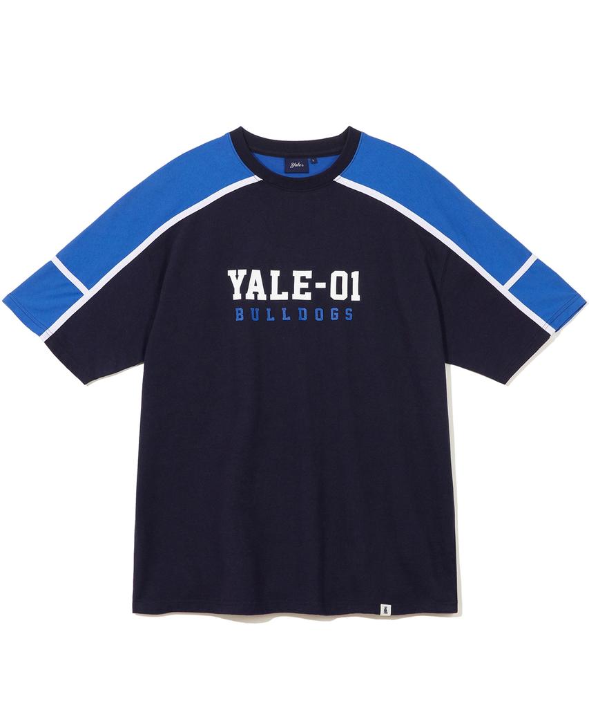 YALE 01 Бульдоги Футболка с цветными полосками Темно-синяя