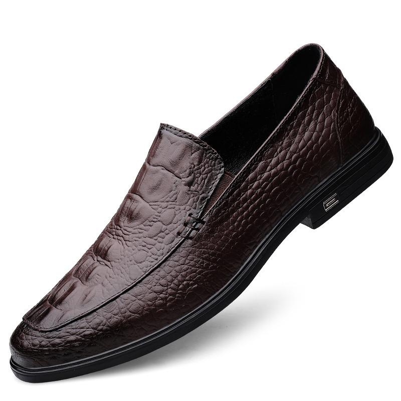 Lluxury Men's Business Genuine Leather Shoes Man Loafers 2024 Sneakers Autumn Crocodile Pattern Moccasin Breathable Casual Shoes