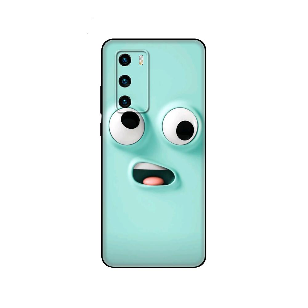 Black Tpu Case For Huawei P30 Lite P30 Pro P40 Case For Huawei P40 LITE E P Smart 2020 Case Cover Funny Face