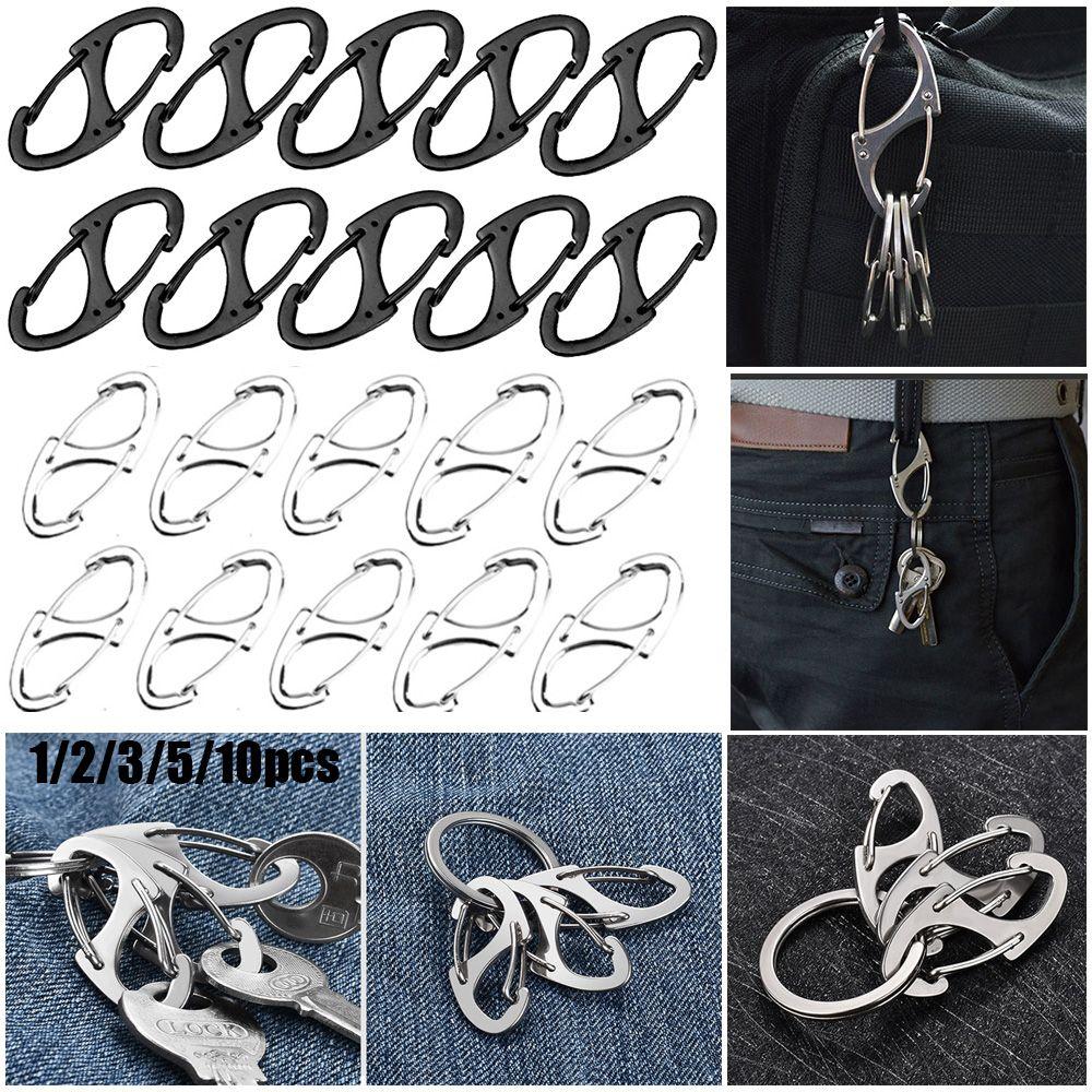 Mini Outdoor EDC Tool Snap Clip Release Buckle Metal Carabiner Keychain Hanging Hook Key Chain Ring