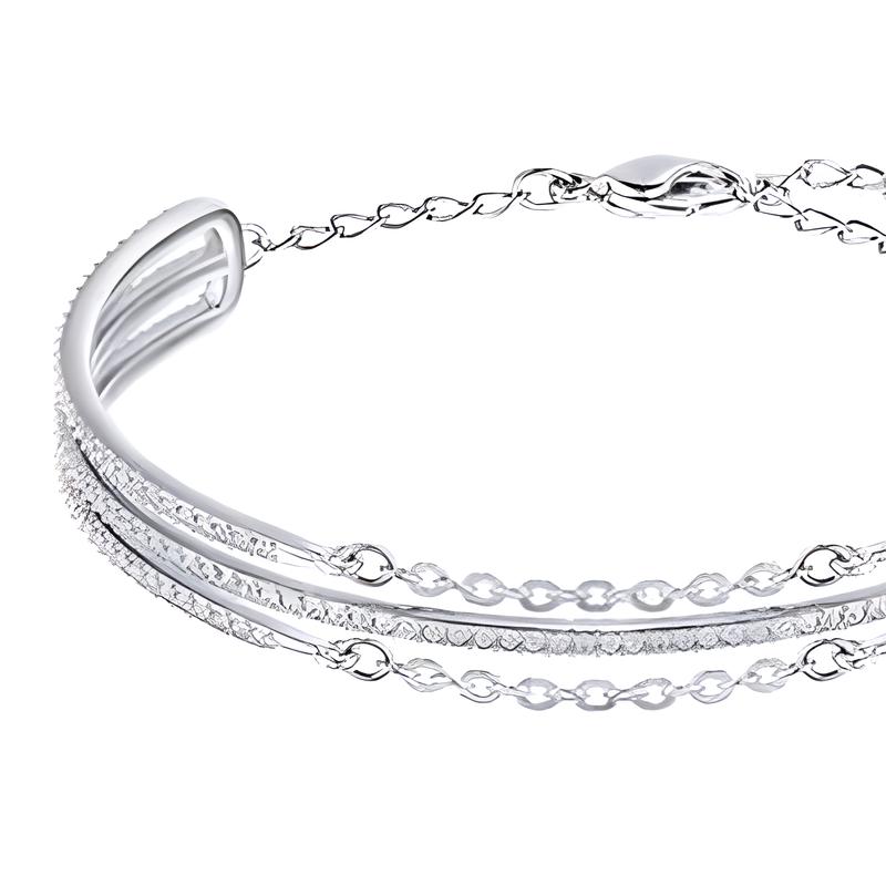 Swarovski Тонкий браслет с имитацией кристаллов, три слоя, женский, серебряный 5230658