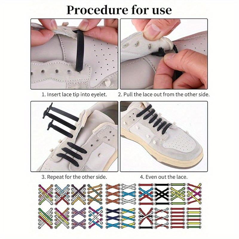 16pcs/Set Silicone No Tie Shoelaces, Elastic Shoelaces Suitable For Sneakers, Casual Shoes, Sports Shoes Summer Daily Wear