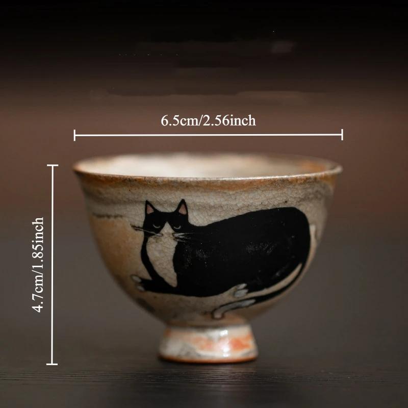Beautiful Cups Tea Cup Set Teaware for Tea Ceremony Cute Cat Teacup Chinese Ru Yao Ceramic Opening Cup Pottery
