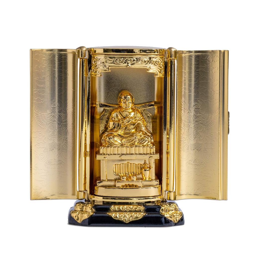 Buddha Statue Kobo Daishi with Zushi Kukai Takaoka Copperware Daishi (gold Plated/24k Gold) _ "Shingon Buddhism" (Kobou Z)