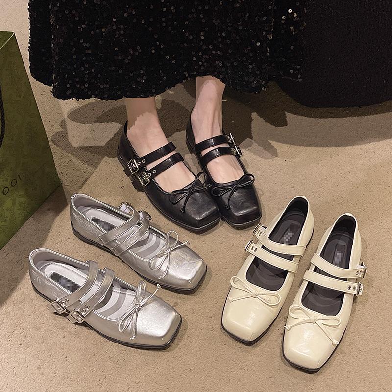 Fashion 2025 Designer Spring Women Mary Jane Shoes Fashion Square Toe Ladies Comfort Soft Sole Flats Women's Comfort Ballerinas Shoes