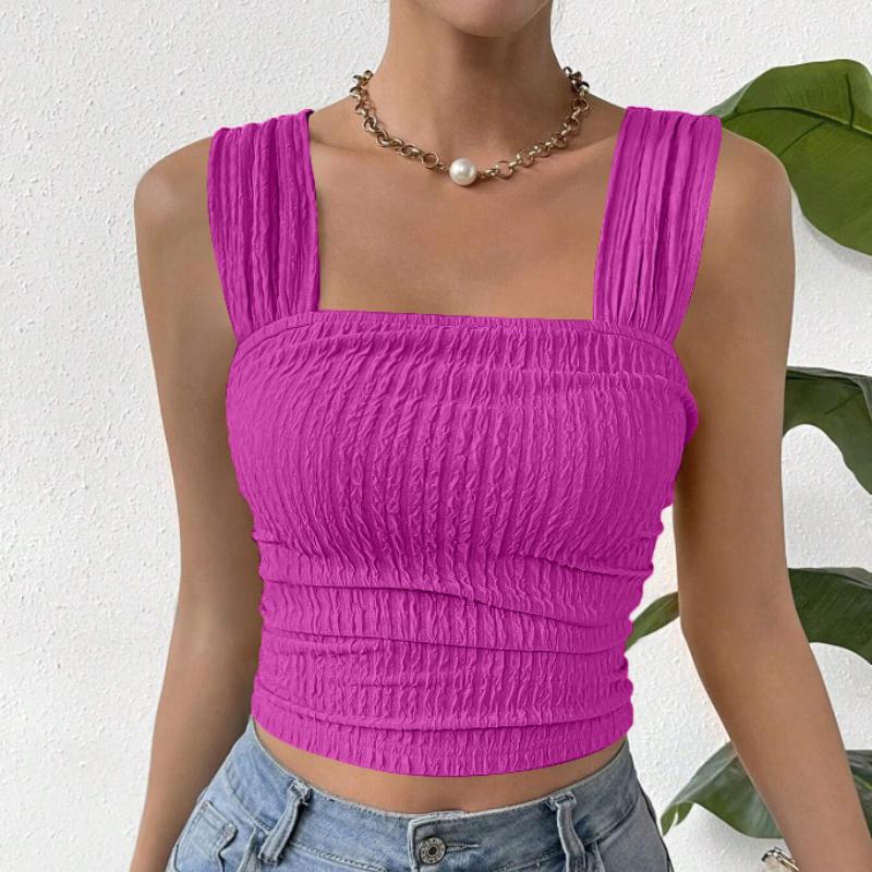 Летняя мода базовый безрукавный укороченный топ женский открытый пупок квадратный воротник однотонный сексуальный бретели рубашки женские элегантные облегающие повседневные женские блузки 26606