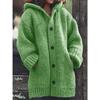 Women Casual Warm Loose Button Hoodie Knitting Jumper Long Tops Blouse Sweater