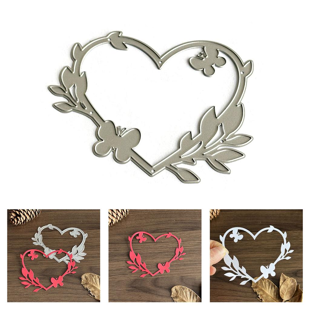 Высечка Венок-сердце для скрапбукинга, изготовления открыток, фотоальбомов, декоративного тиснения бумаги, вырубная форма из углеродистой стали