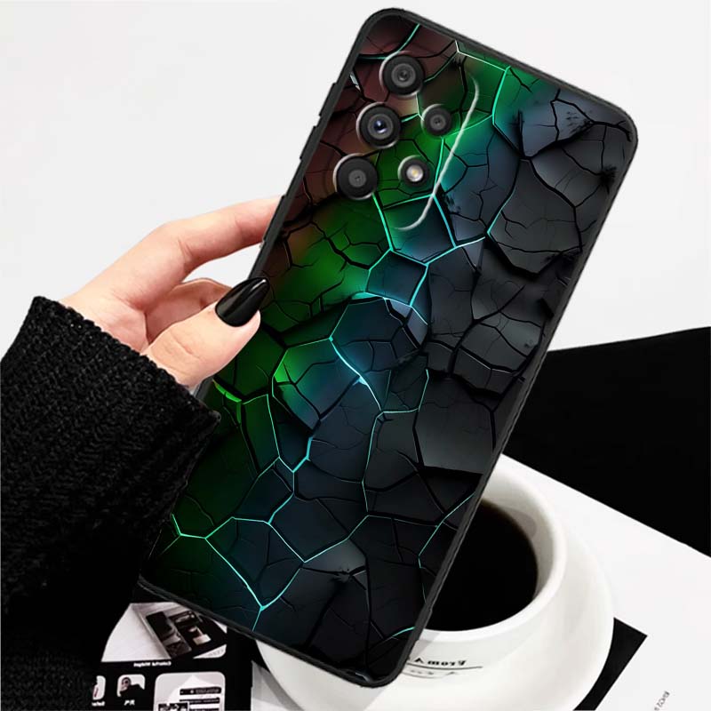 Креативный металлический узор Чехол для телефона Для Samsung A73 A72 A71 A55 A54 A53 A52 A51 A13 A22 A16 A15 A12 A14 A26 A07 5G Черный