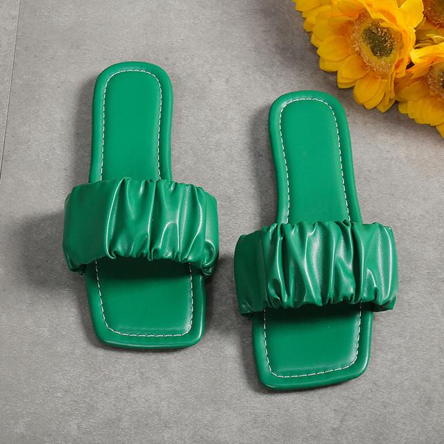 Женские тапочки на плоской подошве, летние модные женские сандалии, новые трендовые повседневные пляжные шлепанцы с открытой пяткой, туфли с квадратным носком, женские шлепанцы