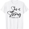 She Is Strong Proverbs 31:25 - Bible Verse Slogan T-Shirt The Allegorical Clothes of Jesus  Shirts for Men  Streetwear Camisetas
