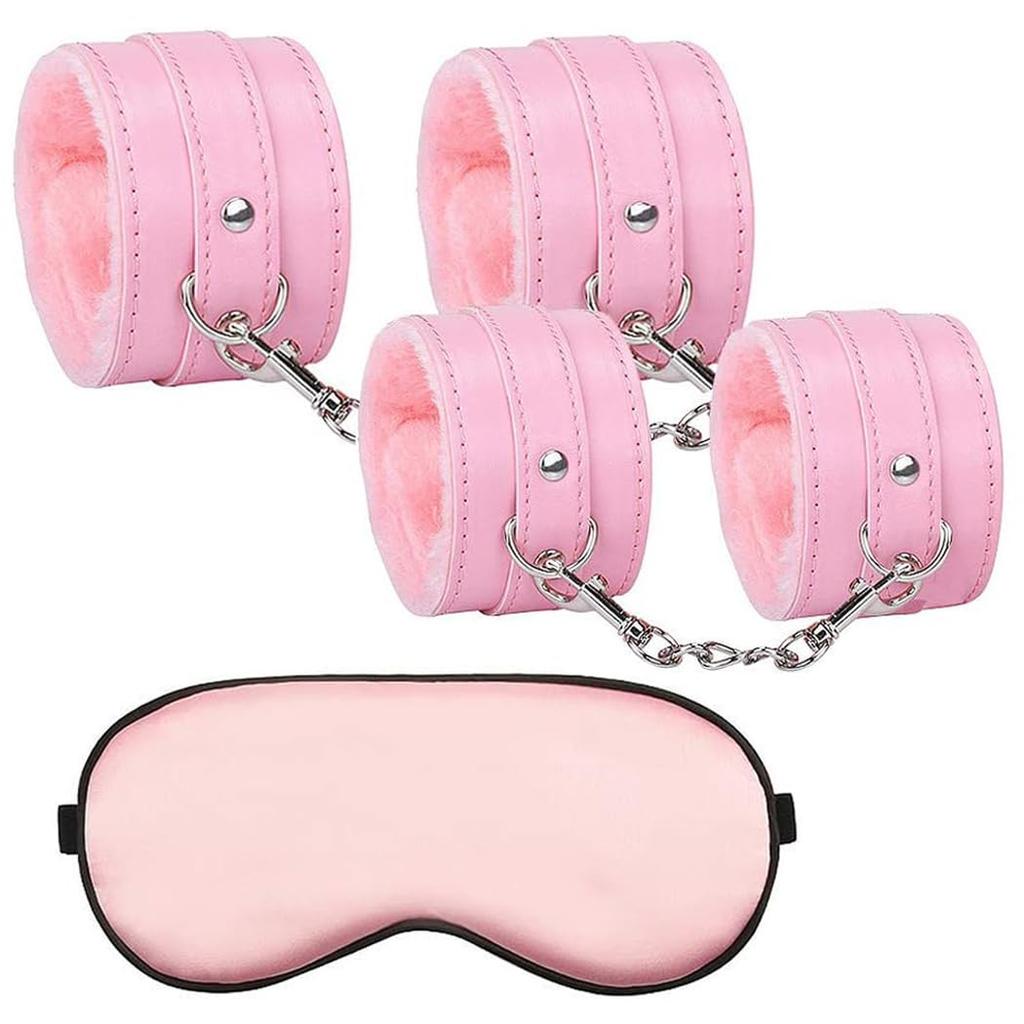 Sexyhot SM Restraints SM Eye Limb SM Set Goods, Set, Shackles, Handcuffs, Mask, Fluffy, Adjustable, Restraints, Painless, Binding, Beginners, Men's,