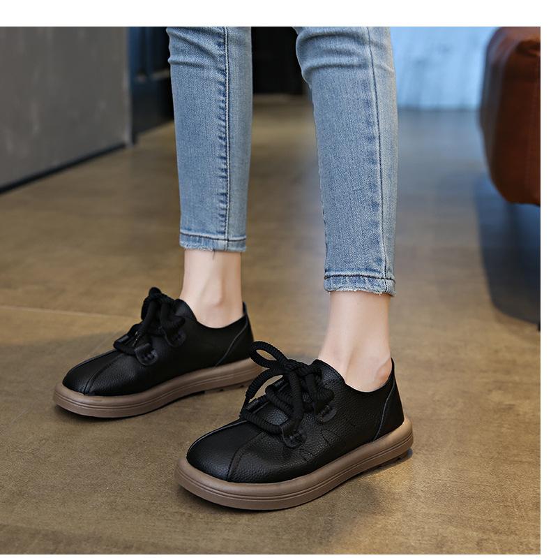 Модная женская обувь на плоской подошве со шнуровкой, повседневная обувь, женские кроссовки, большой размер 42, лоферы, 2024, новые кожаные туфли для отдыха в стиле ретро, Zapatos De Mujer