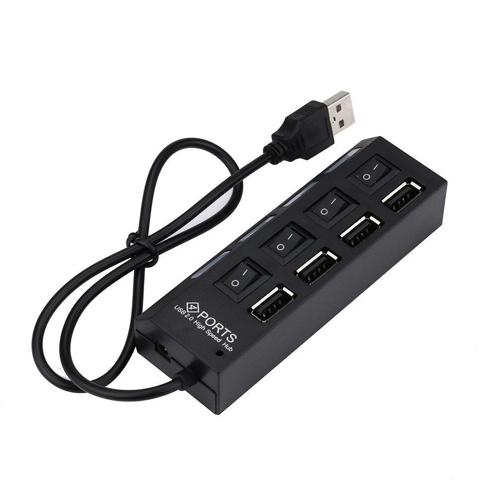 USB Hubs 4 Port USB Hub On Off Switches with DC Power Adapter Connector Cable for PC Laptop Computer Notebook