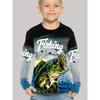 Children's Fishing Graphic 3D Digital Printed Boys' Fun and Fashionable Round Neck Long Sleeve T-shirt