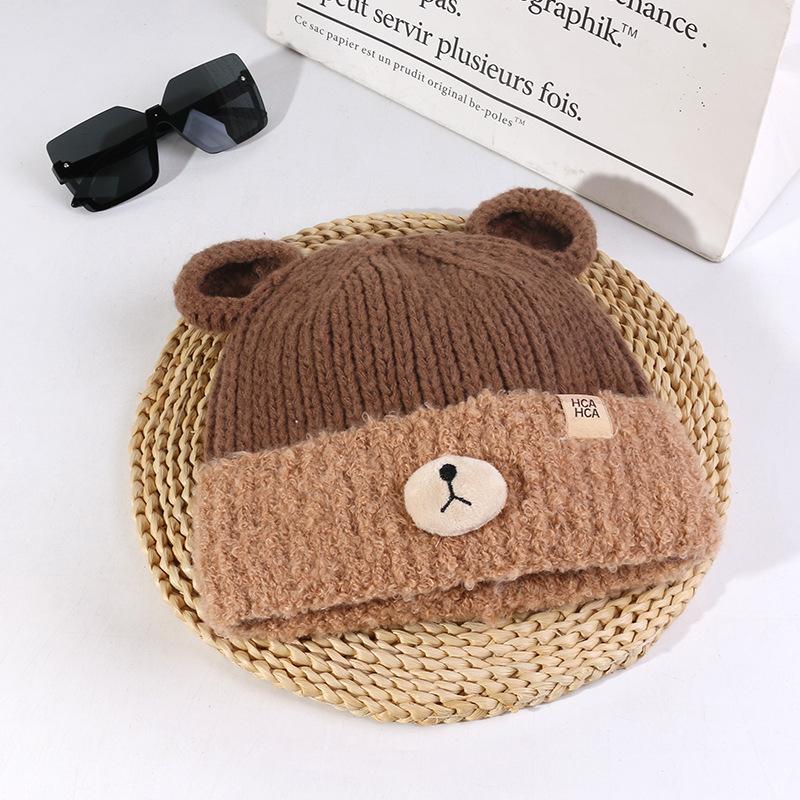 Autumn and Winter Hats for Women Bears with Sweet Ears and Cute Knitted Hats for Students Versatile Ear Protection Hats for Warmth