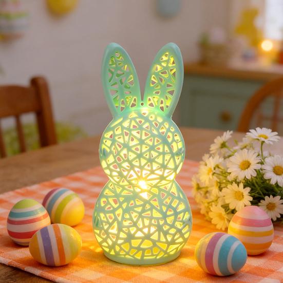 3D Printed Rabbit Lamp Hollow Bunny Night Light for Kid's Room Bedroom Nursery Easter Party Table