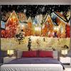 Christmas Fireplace and Snow Wall Hanging Merry Christmas Tapestry Home Decor Christmas Gifts Printed Tapestry