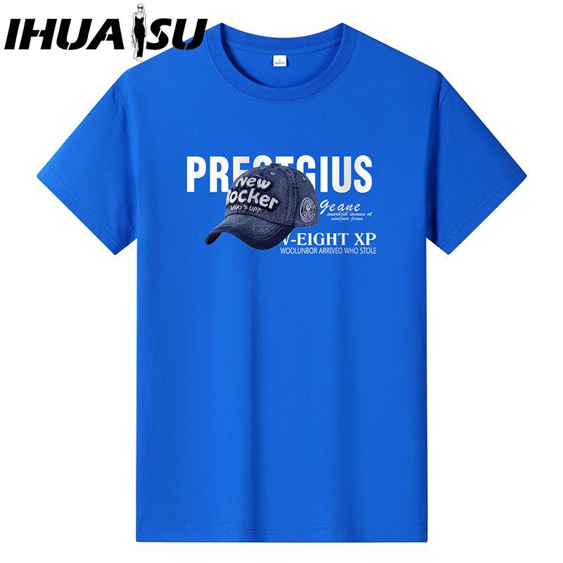 IHUASU Хлопковая футболка с коротким рукавом, мужская модная свободная рубашка с половиной рукава, сострадательная рубашка с принтом