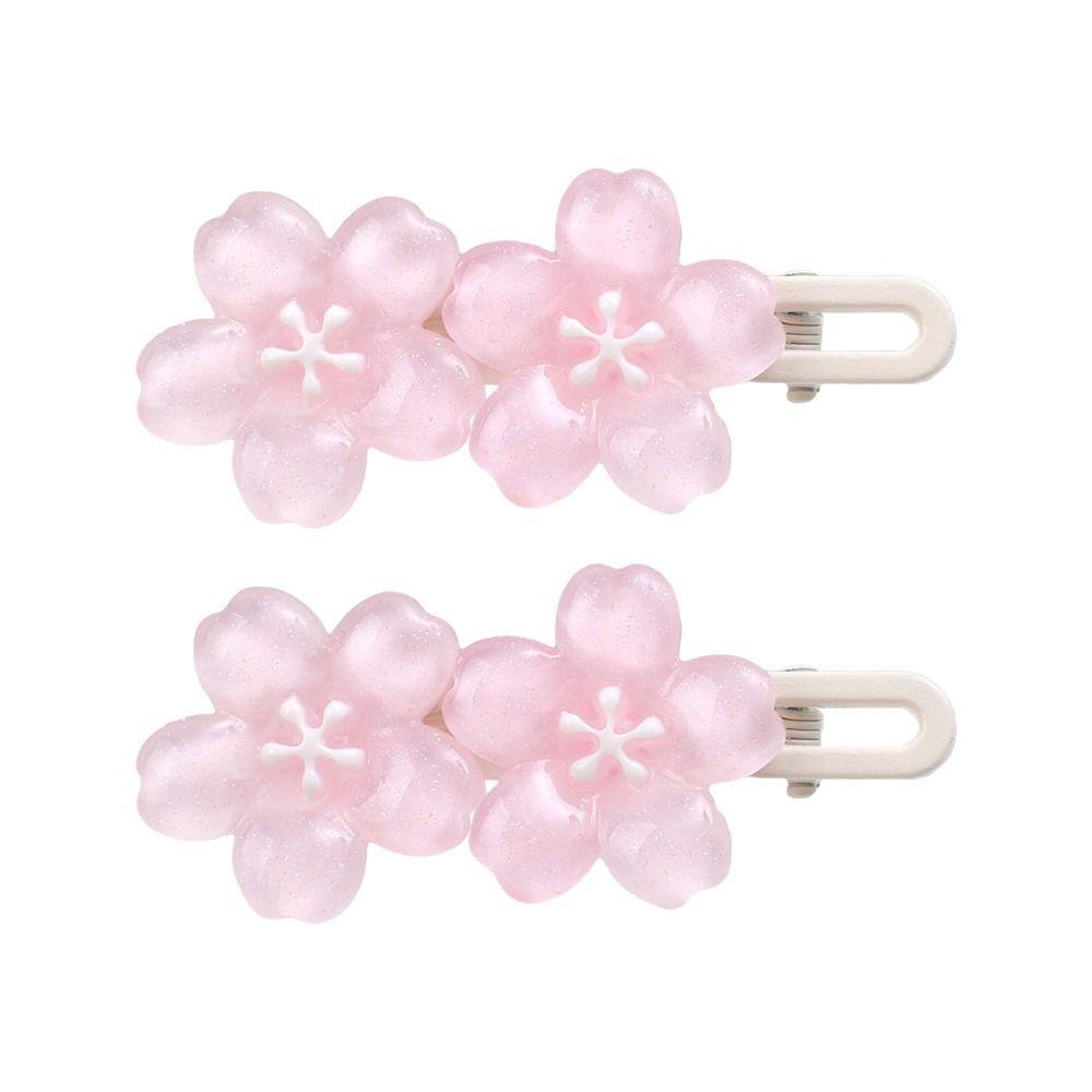 Прозрачные заколки для волос 'Цветущая вишня' Синие Розовые Кружевные Заколки Милая Цветочная Заколка-Крокодильчик Заколка для Чёлки Аксессуар для Головного Убора Универсальный Новый