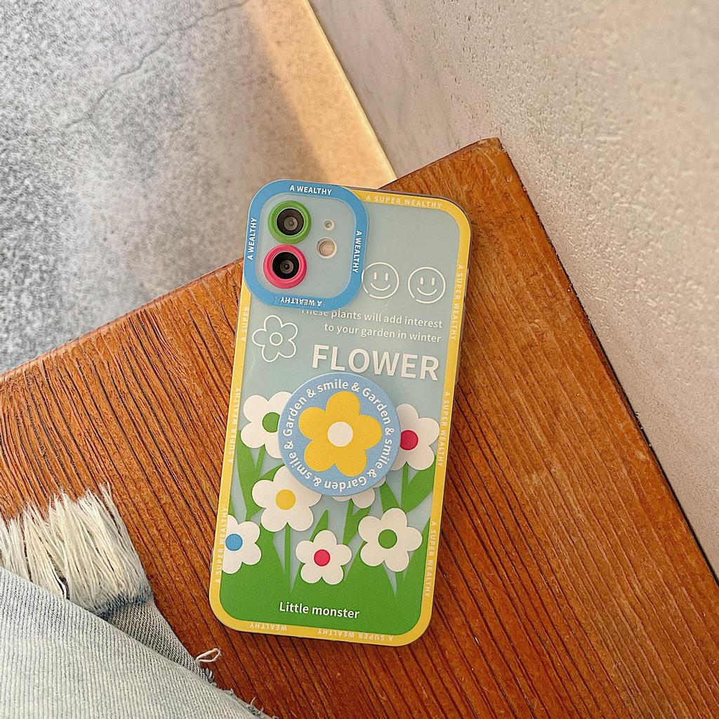 Compatible iPhone 14 Pro Clear Shadow Case with Floral Cluster Design, Fits iPhone 15/13 and XR/XS, Features Stand, Japanese and Korean Style
