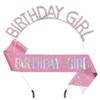 Fashion Rhinestone Headband Shoulder Strap BIRTHDAY GIRL Set Girl Birthday Ribbon Party Headband Shoulder Set