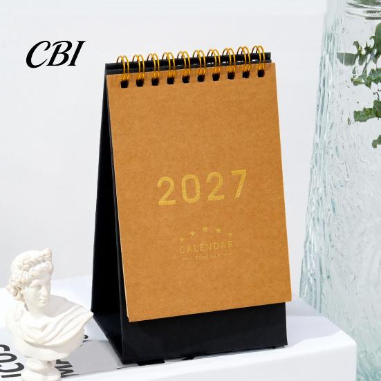 Large Desktop Calendar 2027 Desk Calendar, Standing Flip Minimalist Gold Foil Cover Daily Planner for Office Monthly Planner, Thick Paper Note Taking,