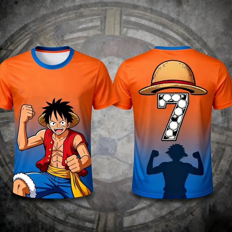 2026 Японское аниме One Piece Луффи Графическая футболка Футбольная футболка Спортивная быстросохнущая мужская футболка Детская одежда Футболка Топ