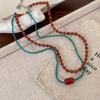 Zinc Alloy Neck Chain Red Blue Contrast Beads Strand Chokers  Aesthetic Jewelry