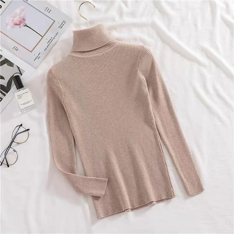 Fashion Turtleneck Long Sleeve Pullover Knitted Women Sweater Spring Autumn Thin Slim Fit Loose Simple Tops Sweaters Korean Version Bottoming Top