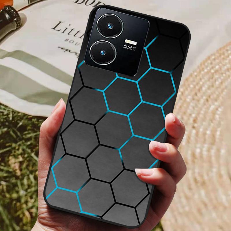 Для чехла Vivo Y22 Y22s 2022 Модный расписной черный силиконовый мягкий чехол на заднюю панель Для чехла для телефона Vivo Y22s VivoY22 Y 22 Y22 s 4G Coque